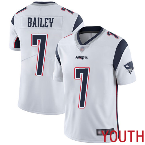 New England Patriots Football #7 Vapor Untouchable Limited White Youth Jake Bailey Road NFL Jersey->youth nfl jersey->Youth Jersey